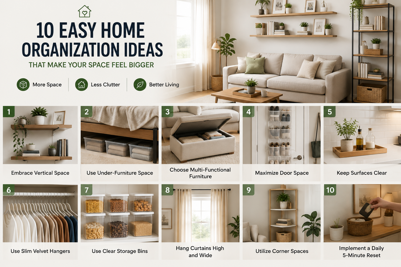 10 Easy Home Organization Ideas to Make Your Space Feel Bigger