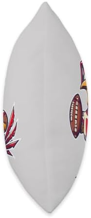Thanksgiving Cute Turkey Holding American Football Boys Kids Throw Pillow - Image 2