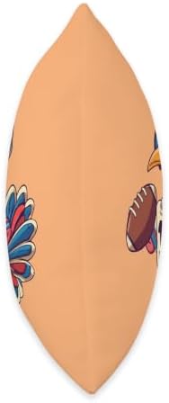 Thanksgiving Cute Turkey Holding American Football Boys Kids Throw Pillow - Image 2