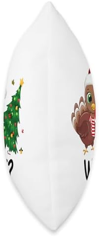 Funny Turkey Pushing Christmas Tree What? Xmas Thanksgiving Throw Pillow - Image 2