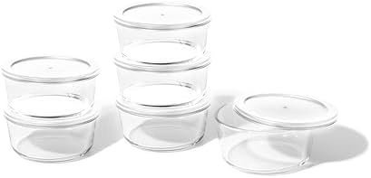 12-Piece Glass Food Storage Containers Set (6 Containers + 6 BPA-Free Lids) | 4-Cup, Leakproof | Microwave, Freezer, Oven & Dishwasher Safe | Ideal for Meal Prep & Pantry Organization, White
