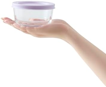 8-Piece Glass Food Storage Containers Set (4 Containers + 4 BPA-Free Lids) | 1-Cup, Leakproof | Microwave, Freezer, Oven & Dishwasher Safe | Ideal for Meal Prep & Pantry Organization, Purple