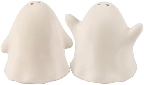 Primitives by Kathy Ghost Pair Halloween Ceramic Salt Pepper Shaker Set - Image 2