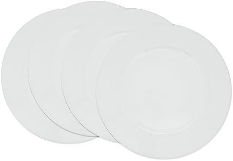SARO LIFESTYLE Decorative Charger Plates, 13” Round Plastic Charger Plates, Set of 4 – Elegant Table Décor for Events, Weddings & Home Dining, White - Image 3