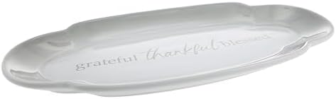 Pavilion Gift Company - Grateful Thankful Blessed - Scalloped Ombre 12" Serving Tray Dish Housewarming Thanksgiving Gift Neutral Serveware Present - Image 4