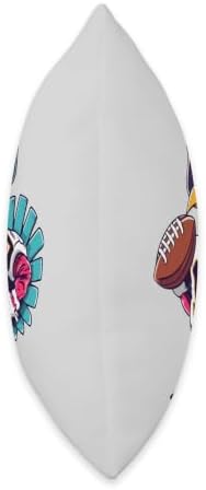 Thanksgiving Cute Turkey Holding American Football Boys Kids Throw Pillow - Image 2