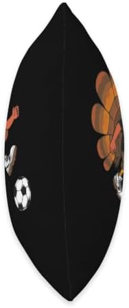 Funny Happy Thanksgiving Turkey Soccer Lovers Boys Men Kids Throw Pillow - Image 2