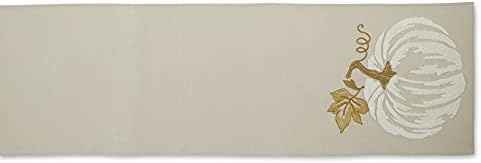 DII Fall Table Décor Embroidered Tabletop for Thanksgiving Dining, Table Runner, 14x70, White Pumpkin - Image 2