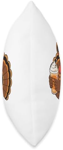Turkey Drinking Coffee - Thanksgiving Day Fall Holiday Throw Pillow - Image 2