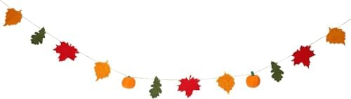 Talking Tables 6.5ft Thanksgiving Fall Indoor Decorations Garland Wool Leaf Garland for Thanksgiving, Halloween, Shelves & Party Décor, Pumpkins and Leaves Home Décor, Handmade - Image 4
