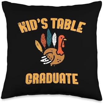 Thanksgiving Kids Table Graduate Funny Men Women Youth Teens Throw Pillow by Unknown