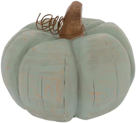 Boston International Pumpkin Tabletop Mantel Shelf Fall Autumn Thanksgiving Halloween Decorations for Home, Small, Aqua Carved by BostonInternational