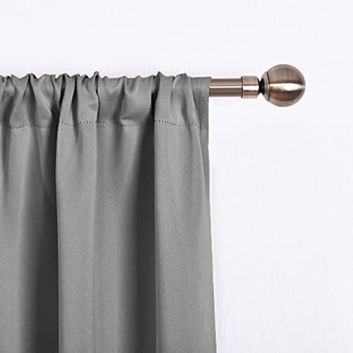 NICETOWN Rod Pocket Blackout Tie Up Curtains for Bedroom, Room Darkening Window Curtains for Living Room, Thermal Insulated Noise Reduction Solid Window Drapes, 1 Panel, 52x63 in, Silver Grey - Image 2