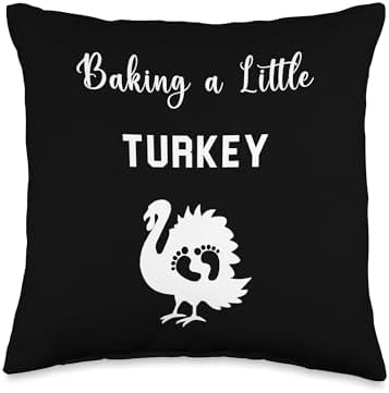 Baking A Little Turkey Thanksgiving Pregnancy Announcement Throw Pillow by Unknown