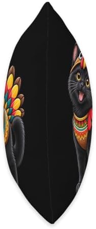 Funny Black Cat Turkey Costume Thanksgiving Mom Dad Throw Pillow - Image 2