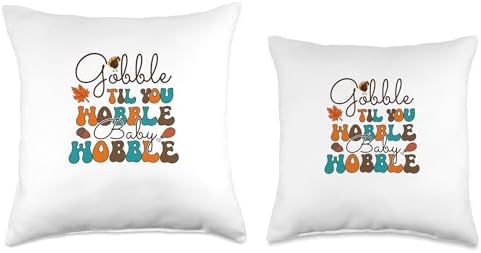 Gobble Til You Wobble Thanksgiving Turkey Design Throw Pillow - Image 3
