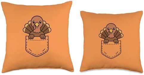 Funny Turkey Pocket Pal Cute Thanksgiving Holiday Throw Pillow - Image 3