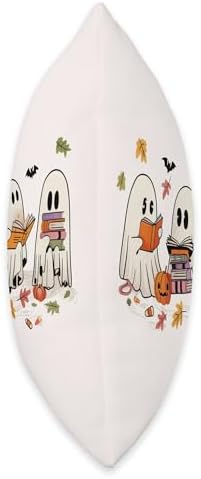 Cute Ghosts Reading Books Halloween Bookworm Book Lover Throw Pillow