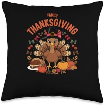 Matching Family Thanksgiving Crew 2026 Thankful Retro Turkey Throw Pillow by Unknown
