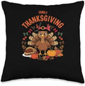 Matching Family Thanksgiving Crew 2026 Thankful Retro Turkey Throw Pillow by Unknown