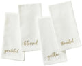 Threadmade Harvest Sentiment Embroidered Napkins, Set of 4, Ivory - 17" W x 17" L by ElreneHomeFashions