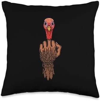 Thanksgiving Hand Turkey Finger Funny Adult Humor Men Women Throw Pillow by Unknown