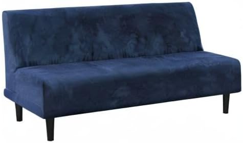 H.VERSAILTEX Real Velvet Futon Cover Armless Sofa Covers Sofa Bed Covers Stretch Futon Couch Cover Sofa Slipcover Furniture Protector Thick Soft Velvet Fabric Form Fitted Stay in Place, Navy