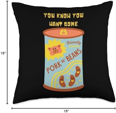 Funny Thanksgiving Pork and Beans Dinner Throw Pillow, 18x18, Multicolor - Image 4
