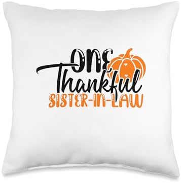 One Thankful Sister-in-Law Pumpkin Thanksgiving Throw Pillow by Unknown