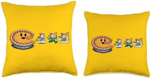 Funny Thanksgiving Pie Chase - Pac Pie Vs Snowmen Holiday Throw Pillow - Image 3