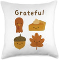 Grateful Thanksgiving Cute Fall Throw Pillow by Unknown