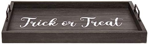 Elegant Designs HG2000-KTT Halloween Decorative Wood Serving Tray w/Handles, 15.50" x 12", Black Wash Trick or Treat - Image 2