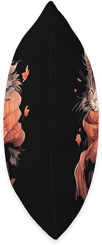 Fall Vibes Autumn Season Cat Lover Maine Coon Cat Kitten Autumn Fall Leaves Thanksgiving Throw Pillow, 18x18, Multicolor - Image 2