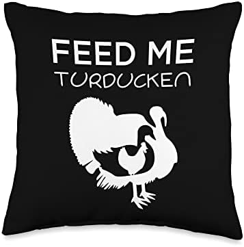Thanksgiving or Christmas Feed Me Turducken Throw Pillow by Unknown