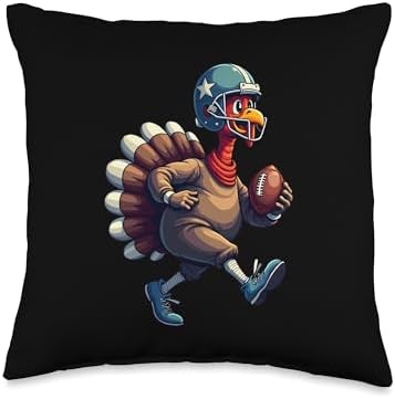 Thanksgiving Football Player Thanksgiving Football Turkey Throw Pillow by Unknown