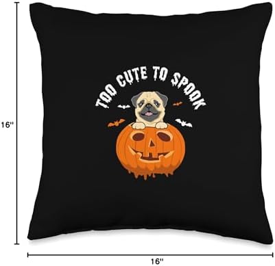 Happy Halloween Pug Owner Pumpkin Dog Gift Idea Halloween Too Cute to Spook Pug Pumpkin Costume Thanksgiving Throw Pillow, 16x16, Multicolor - Image 4