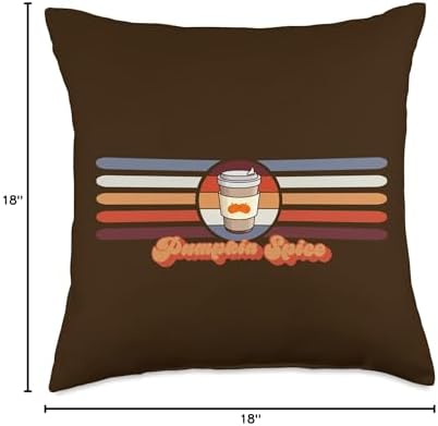 Pumpkin Spice Coffee Lover Retro Style Fall Art Thanksgiving Throw Pillow - Image 4