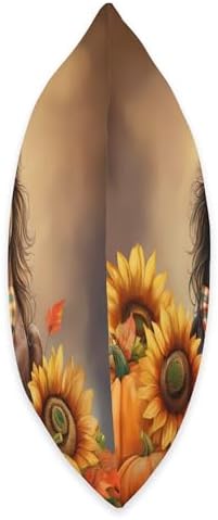 Floral Horse Thanksgiving Pumpkins Sunflowers Gift Throw Pillow - Image 2