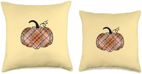 Spot & Tiger Thanksgiving Fall Plaid Pumpkin Cute Autumn Thanksgiving Halloween Throw Pillow, 16x16, Multicolor - Image 3