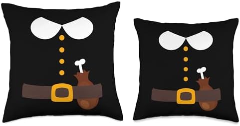 Fun Thanksgiving Pilgrim Costume With Turkey Leg For Turkey Throw Pillow - Image 3