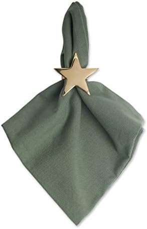 DII Christmas Thanksgiving Holiday Tabletop Décor Collection Decorative Napkin Ring Holder Set, 2.5" Diameter, Gold Stars, 6 Piece - Image 2