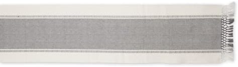 DII Dobby Stripe Table Runner, 13x108 Cool Gray & Cream Background - Image 2