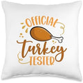 Funny Turkey Tester Shirt Kids Outfit Thanksgiving Men Women Throw Pillow by Unknown
