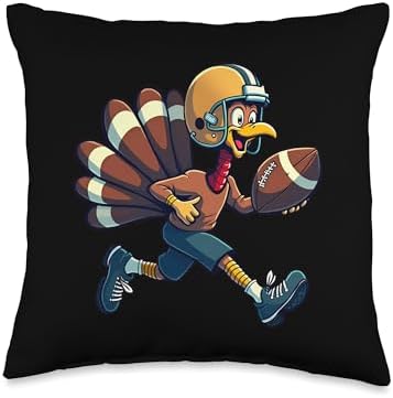 Thanksgiving Football Player Thanksgiving Football Turkey Throw Pillow by Unknown