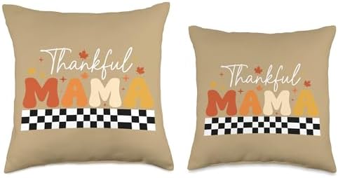 Thankful Mama Mom Fall Thanksgiving Autumn Pumpkin Mama Throw Pillow - Image 3