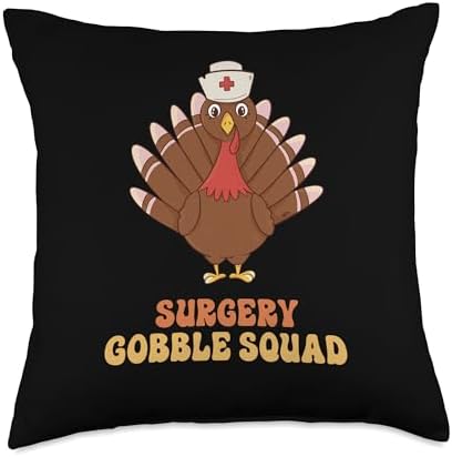 Thanksgiving Holiday Gifts and Designs Surgery Gobble Squad Turkey Nurse Thanksgiving Throw Pillow, 18x18, Multicolor by Unknown