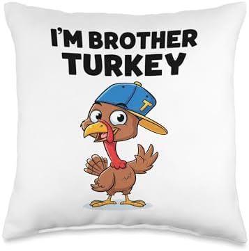 I’m Brother Turkey Funny Thanksgiving Holiday Design Throw Pillow by Unknown