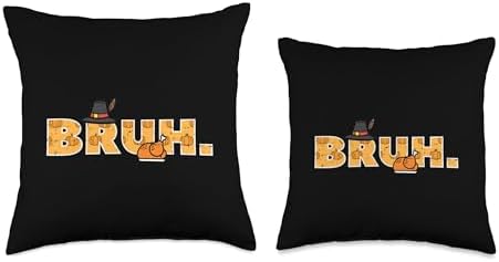 Thanksgiving Bruh Turkey Funny Fall Meme Humor Men Women Kid Throw Pillow - Image 3