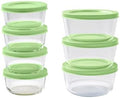 14-Piece Glass Food Storage Containers Set (7 Containers + 7 BPA-Free Lids) | 1-Cup & 2-Cup, Leakproof | Microwave, Freezer, Oven & Dishwasher Safe | Ideal for Meal Prep & Pantry Organization, green