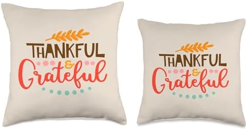 Thankful and Grateful - Thanksgiving Fall Autumn Throw Pillow - Image 3